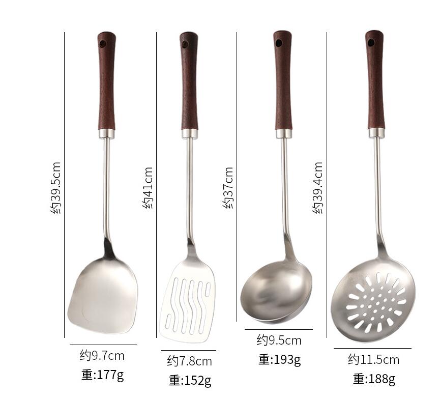 Stainless Steel Kitchen Utensil Set – Wooden Handle