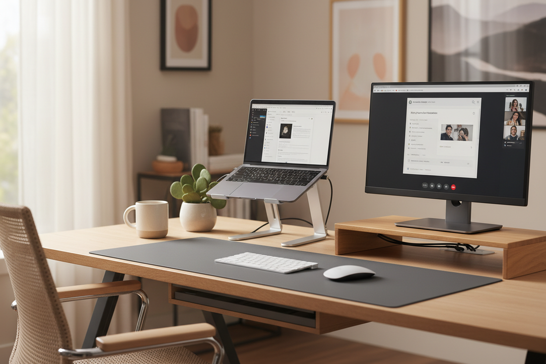  Work from home setup guide for remote workers - laptop stand, monitor riser, cable management