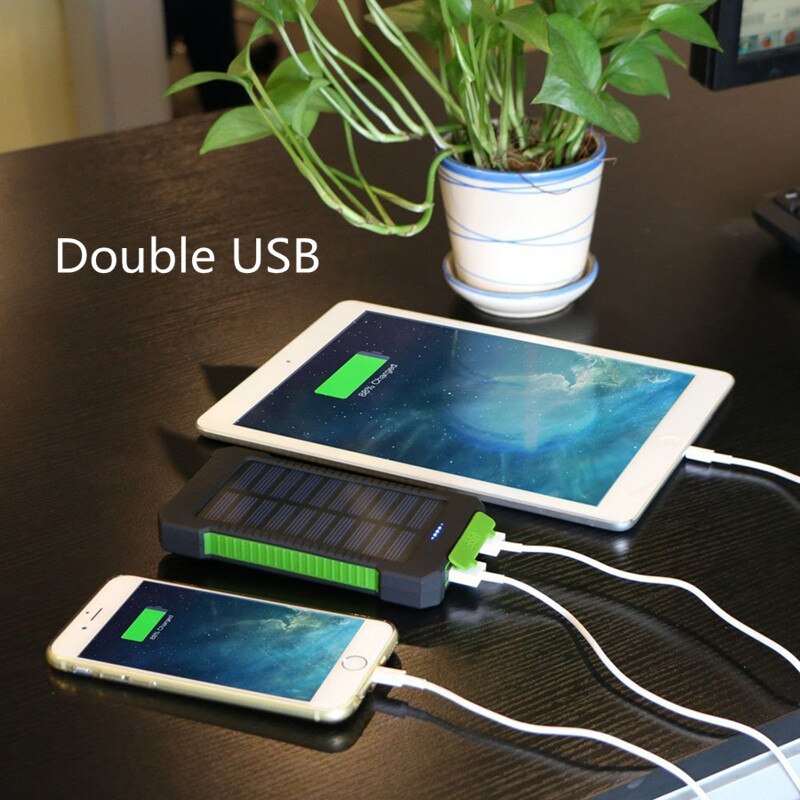 Solar Power Bank 20000mAh Waterproof with LED Light
