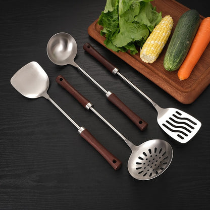 Stainless Steel Kitchen Utensil Set – Wooden Handle