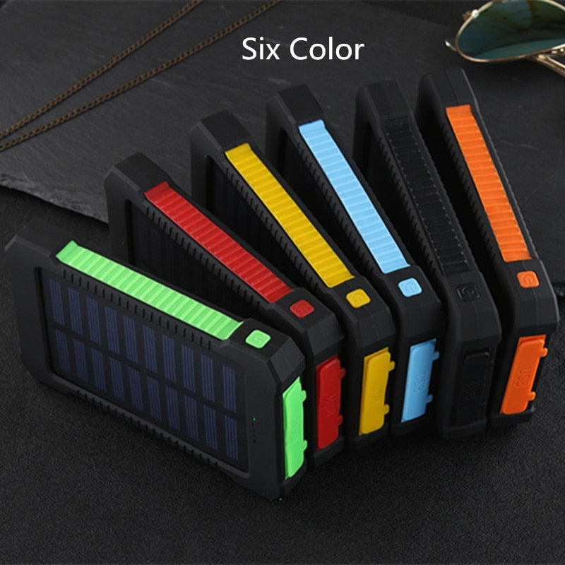 Solar Power Bank 20000mAh Waterproof with LED Light