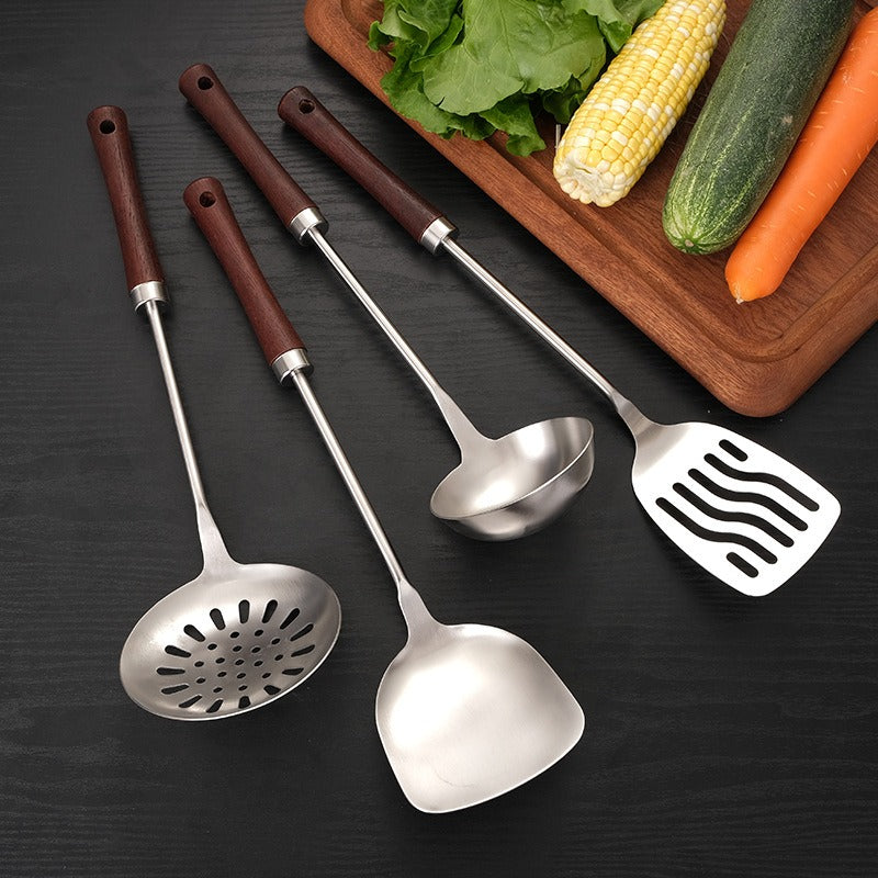 Stainless Steel Kitchen Utensil Set – Wooden Handle