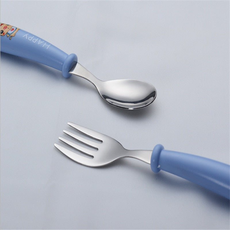 Toddler Cutlery Set – Stainless Steel Spoon & Fork with Case