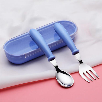 Toddler Cutlery Set – Stainless Steel Spoon & Fork with Case