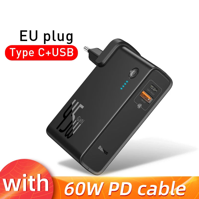 Baseus GaN 2-in-1 Power Bank & Wall Charger 10000mAh 45W