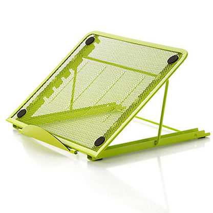 Vibrant foldable iron laptop stand displayed on a modern desk setup