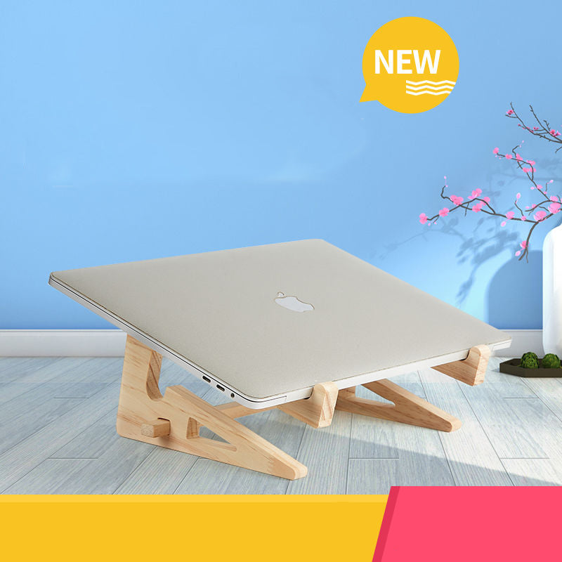 Versatile wooden stand holding a tablet for ergonomic viewing in a home office environment